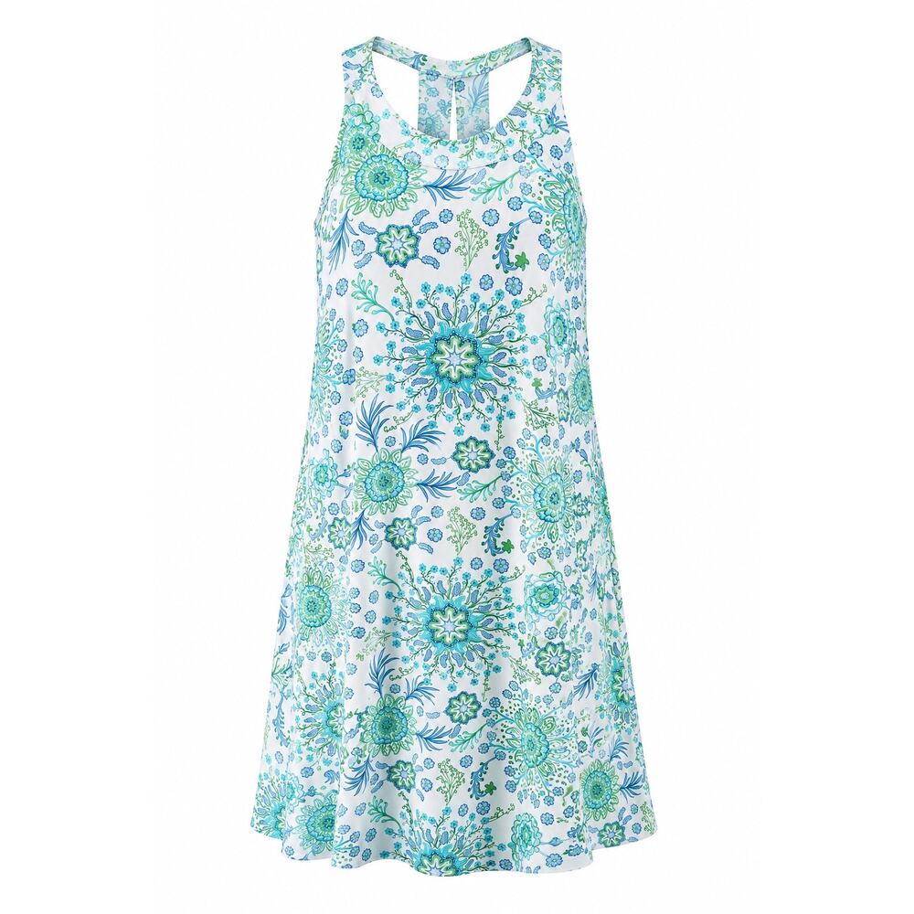 Banana Boat UPF 50+ White Blue Green Floral Swim Cover Up Dress XXL Beach Resort